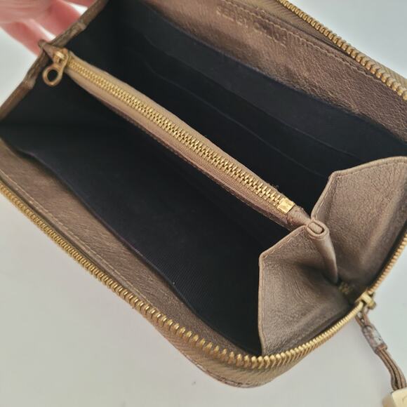 See By Chloe Leather Long Wallet Metalic Silver Zip Around Designer Clutch - Picture 5 of 8